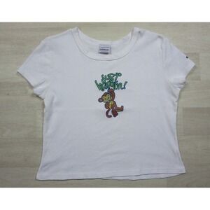 Vintage Y2K Monkey Glitter T-Shirt (M/L) Baby Tee Just Hangin Cyber E-Girl 2000s